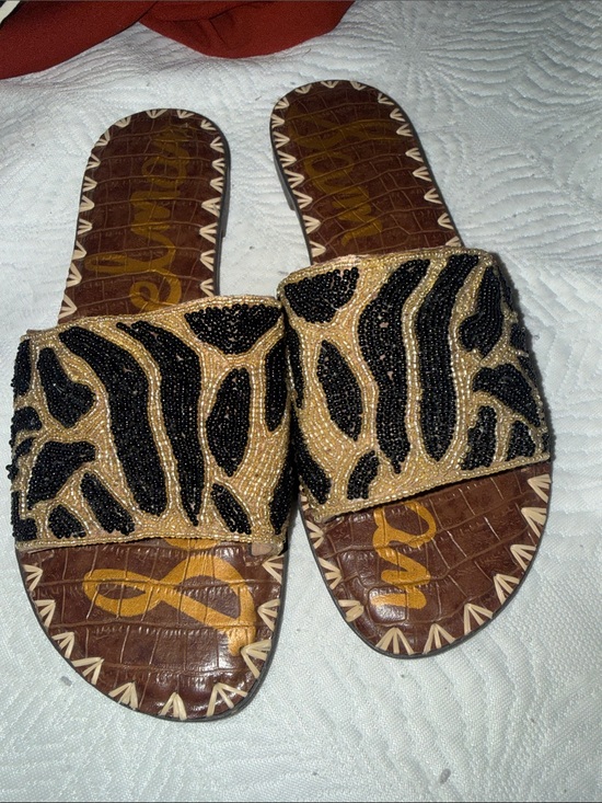 Sam Edelman Shoes - Sam Edelman Black & Gold Beaded Slide Sandals
